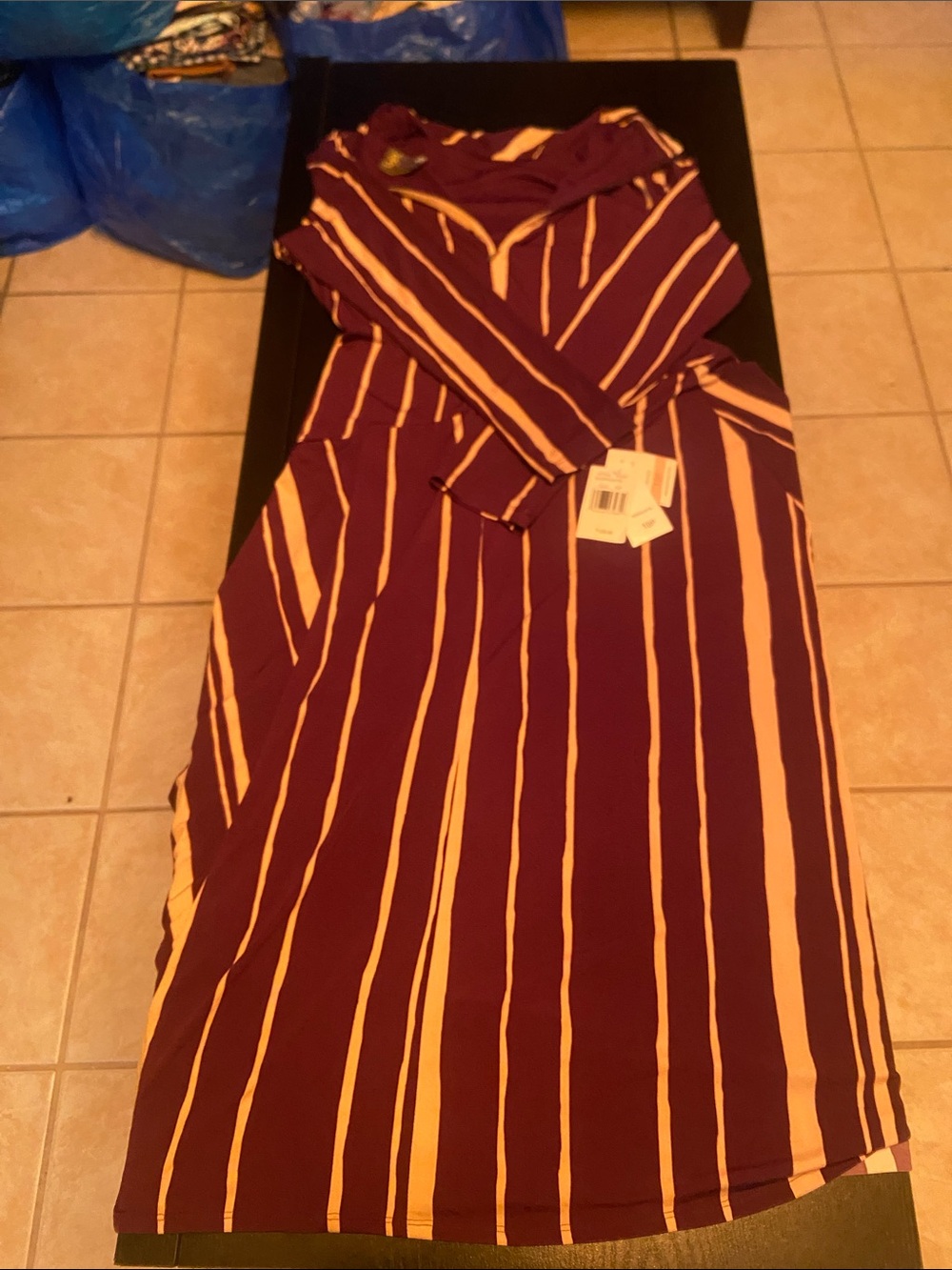 Taylor Purple Dress with Yellow Stripes - Long Sleeve